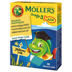 Möller’s Omega-3 Rybki jabłkowe, Tran w żelkach - 36 sztuk