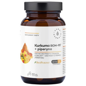 Aura Herbals Kurkuma 500 mg BCM-95® + Piperyna - 60 kapsułek