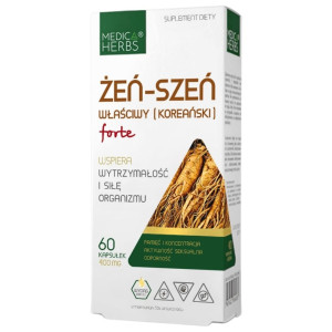 Medica Herbs Żeń-szeń Właściwy (Koreański) Forte 400 mg - 60 kapsułek