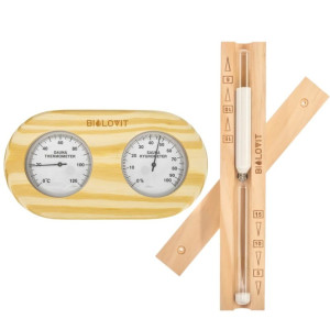 Bilovit Zestaw akcesoriów do sauny - 2 elementy (termometr z higrometrem + klepsydra)