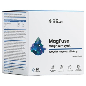Aura Herbals MagFuse: Magnez 375 mg + Cynk 5 mg, pomarańcza - 30 saszetek