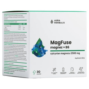 Aura Herbals MagFuse: Magnez 375 mg+ B6 0,7 mg, mango - 30 saszetek
