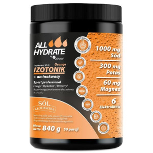 Aliness ALLHydrate Izotonik + aminokwasy, pomarańcza - 840 g