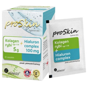 Aliness proSkin Kolagen rybi 5 g + Hialuron complex 100 mg, pomarańcza - 30 saszetek