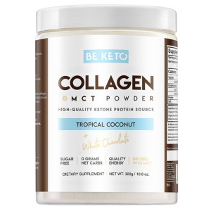 BeKeto Kolagen z olejem MCT, tropikalny kokos & biała czekolada - 300 g