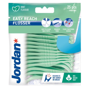 Jordan Easy Reach Flosser Wielofunkcyjna nić dentystyczna, mięta - 25 sztuk