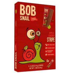 Bob Snail Stripe Przekąska owocowa jabłko-wiśnia bez cukru - 6 x 14 g