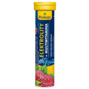 Protego Elektrolity + Multiwitamina, malina-granat - 20 tabletek musujących
