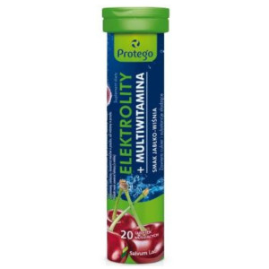Protego Elektrolity + Multiwitamina, jabłko-wiśnia - 20 tabletek musujących