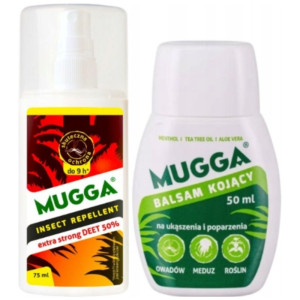 Mugga Zestaw Spray Extra Strong 50% DEET + Balsam kojący na ukąszenia