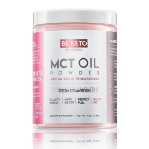 BeKeto Olej MCT w proszku, świeża truskawka - 300 g