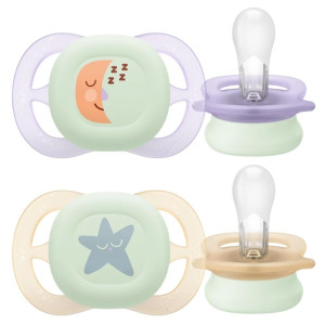 Philips Avent Ultra Start na Noc, Smoczek świecący w ciemności, 0-2 m - 2 sztuki