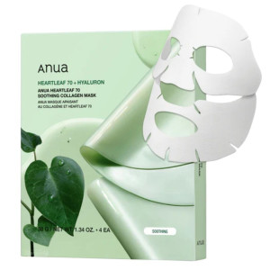 Anua Heartleaf 70 Kojąca maska z kolagenem i pstrolistką sercowatą - 4 sztuki
