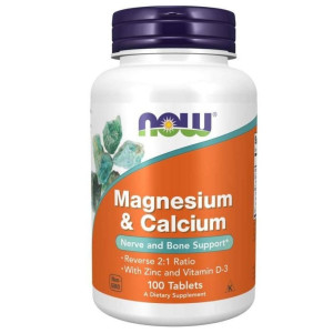 Now Foods Magnez, Wapń, Cynk, Witamina D3 - 100 tabletek