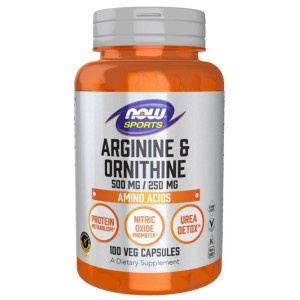 Now Foods L-arginina 500 mg i L-ornityna 250 mg - 100 kapsułek