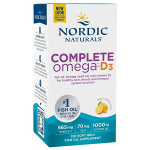 Nordic Naturals Complete Omega-D3, cytryna - 120 kapsułek