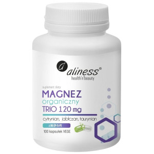 Aliness Magnez organiczny TRIO 120 mg + Witamina B6 - 100 kapsułek