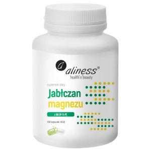 Aliness Jabłczan magnezu 100 mg z Witaminą B6 (P-5-P) - 100 kapsułek