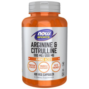 Now Foods Arginina 500 mg i Cytrulina 250 mg - 120 kapsułek