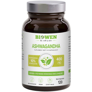 Biowen Ashwagandha, Żeń-szeń indyjski 400 mg - 120 kapsułek