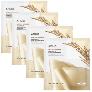 Anua Rice 70 Rozświetlająca maska z ryżem i kolagenem - 4 sztuki