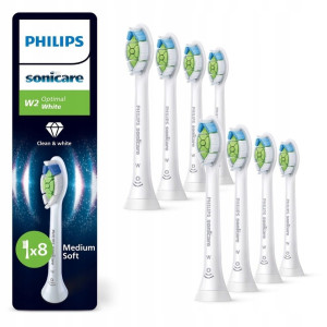Philips Sonicare Optimal White HX6068/87 Końcówki do szczoteczek, średnio miękkie, białe - 8 sztuk