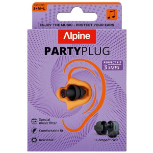 Alpine PartyPlug Multisize, czarne zatyczki do uszu (3 rozmiary)