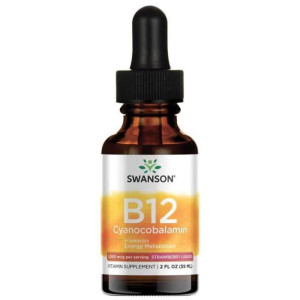 Swanson Witamina B12 w płynie, truskawka - 59 ml