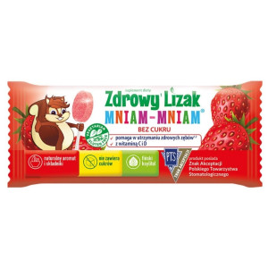 Starpharma Zdrowy Lizak Mniam Mniam z Witaminą C i D truskawkowy - 6 g