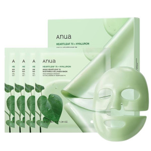 Anua Heartleaf 70 Kojąca maska w płachcie z kolagenem - 4 sztuki