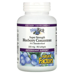 Natural Factors BlueRich Koncentrat borówki amerykańskiej 500 mg - 90 kapsułek