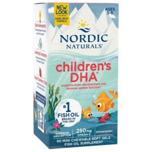 Nordic Naturals Children's DHA 250 mg, truskawka - 90 mini kapsułek