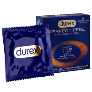Durex Perfect Feel Prezerwatywy z efektem ciepła bez lateksu - 3 sztuki