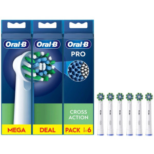 Oral-B Heads Cross Action Końcówki do szczoteczki elektrycznej, białe - 6 sztuk