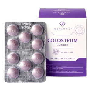 Genactiv Colostrum Junior, czarny bez - 60 tabletek do ssania