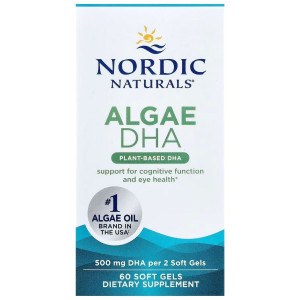 Nordic Naturals Algae DHA (Omega-3 z alg) 500 mg - 60 kapsułek