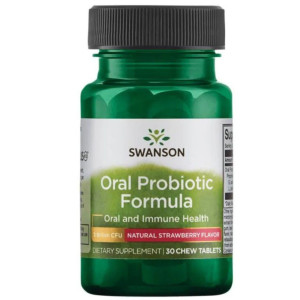 Swanson Oral Probiotic Formula, truskawka - 30 tabletek do ssania