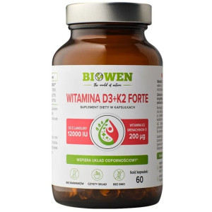 Biowen Witamina D3+K2 Forte 12000 - 60 kapsułek