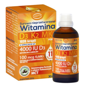 Asepta Witamina D3 K2 MK7 z olejem MCT - 30 ml