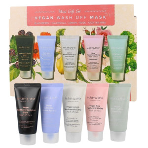 Mary&May Vegan Wash Off Zestaw maseczek do twarzy + pędzel - 5 x 30 g