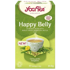 Yogi Tea Happy Belly Herbata ziołowa z trawą jęczmienną, anyżem i kurkumą - 17 saszetek