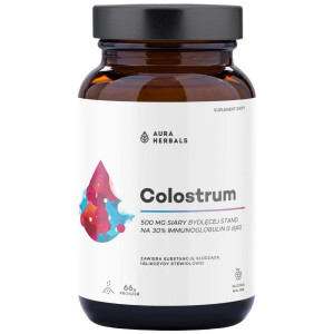 Aura Herbals Colostrum 500 mg, słodka malina - 66 g