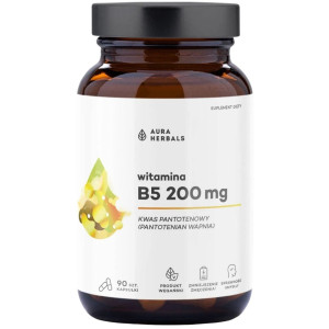 Aura Herbals Witamina B5 200 mg, kwas pantotenowy - 90 kapsułek