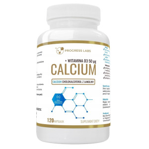 Progress Labs Węglan wapnia 1000 mg + witamina D3 2000 IU - 120 kapsułek