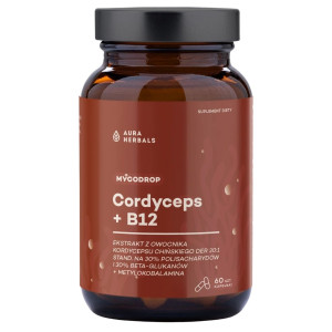 Aura Herbals Mycodrop Cordyceps 30:1 + B12 - 60 kapsułek