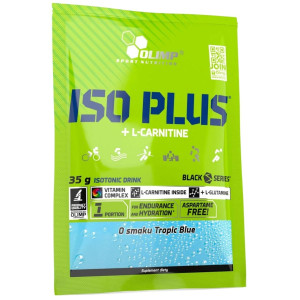 Olimp Iso Plus Izotonik z L-karnityną w proszku, tropikalny błękit - 35 g