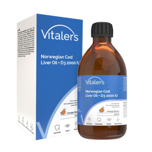 Vitaler's Tran norweski Omega-3 1250 mg + D3 2000 IU smak pomarańczowy - 250 ml