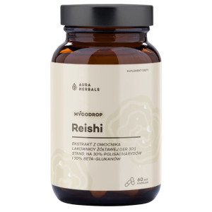 Aura Herbals Mycodrop Reishi 30:1, 30% beta-glukan - 60 kapsułek