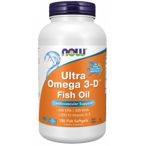 NOW Foods Ultra Omega-3-D olej rybi - 180 kapsułek