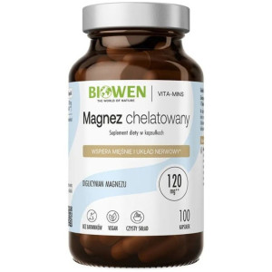 Biowen Magnez chelatowany, Diglicynian magnezu 850 mg - 100 kapsułek